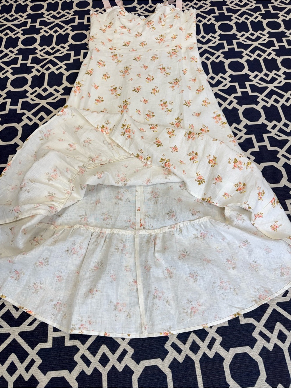NWOT Reformation Vale Ribbon Floral Linen Ruffle Midi Dress Sz 12 Mildred Print - Picture 8 of 13